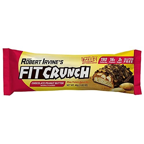 FITCRUNCH Snack Size Protein Bars, 6-Layer Baked Bar, 3g of Sugar & Soft Cake Core (18 Bars, Peanut Butter)