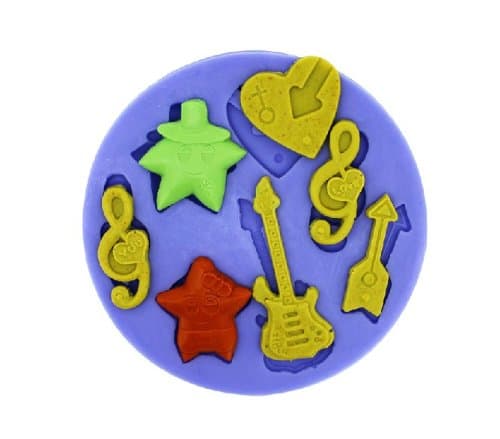 Homwish - DIY Toys Guitar and Music Shape Ice/Cake/Chocolate/Sugar Decorating Silicone Mini Cube Craft Fondant Mold Tray