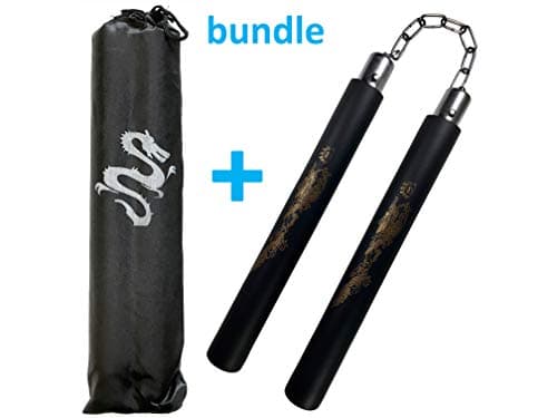 Dragon Equipment Foam Practice Sticks for Martial Arts with Case (Black)