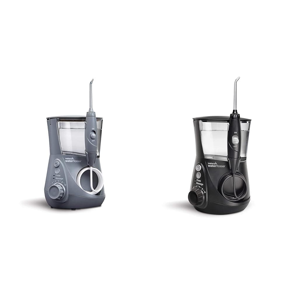 Aquarius Water Flossers WP-667CD Gray and WP-662 Black with 10 Settings, 7 Tips, ADA Accepted