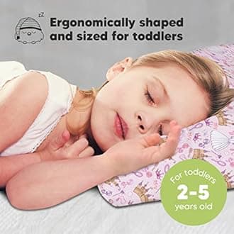 Toddler Pillow with Pillowcase - 13x18 My Little Dreamy Pillow, Organic Cotton Toddler Pillows for Sleeping, Kids Pillow, Travel Pillows, Mini Pillow, Nursery Pillow, Toddler Bed Pillow(Dear Princess)