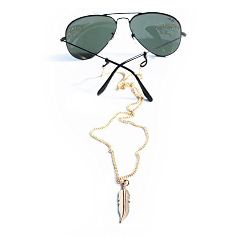 Sintillia Feather Drop Backlace Sunglass Strap, Glasses Chain, Eyeglass Cord (Silver with Clear Attachments)
