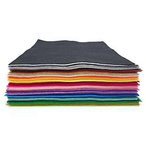 Wool Blend Craft Felt Square Colour Pack 9" / 22cm EN17 Standard 10 Pack (One of Every Colour (64 Colours))
