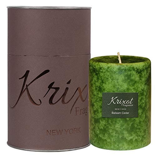 KRIXOT Scented Pillar Candles Set of 2 for Home Decor | Balsam Cedar in Mottled Design Finish Size 3" X 4" | Premium Fragrance Oil | Finest Wax Blend | 100% Cotton Wicks
