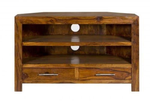 Cube Petite Sheesham corner TV Cabinet (Oaklands Furniture) [Energy Class A+++]