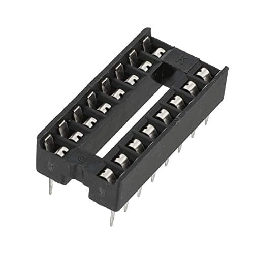Generic 16 Pin IC Socket - Black, DIP Switch, Manual, Digital, Plastic (Body), Metal (Pins), 10.16mm x 17.78mm x 17.78mm