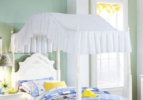 Queen Size Canopy Top with Real White Eyelet Skirting Made in The USA