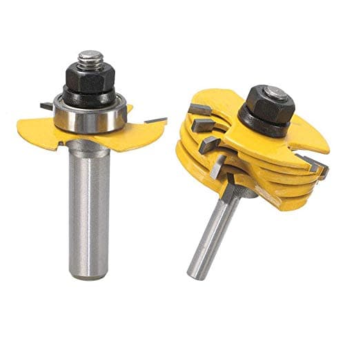 Eyech 1/2" Shank Carbide Slot Cutter Router Bit Assembly 6 Cutters with Arbors Woodworking Tool