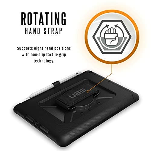 Urban Armor Gear US Military Standard Case for Apple iPad 9.7 Inch (2017 & 2018) / iPad Air - Black [360° Hand Strap I Reinforced Corners I Drop Resistant I Antistatic] - B-IPD17-HS-BK