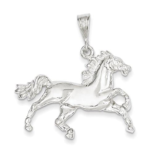 925 Sterling Silver Running Horse Charm Pendant - 25mm