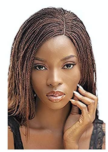 JBG Authentic African Braided Wigs - Lightweight Micro Twist Wig for Black Women - Lace Closure for Natural-Look Hairline - 2 Hair Pins Included (26 Inches, 1/900 Mixed)
