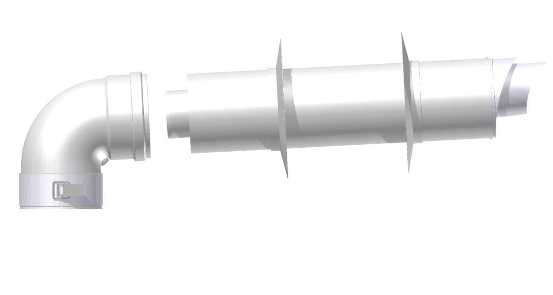 ARISTON - BERETTA - CHAFFOTEAUX - ECOFLAM - RHEEM RADI - RIELLO - SYLBER - VAILLANT - CONCENTRIC COMPLETE KIT Ø60/100mm (Ø2,36/3,93in) compatible for condensing boilers, with 87° bend and extension with terminal and accessories, for air inlet and flue outlet