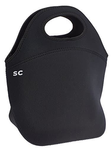 Insulated Neoprene Lunch Bag for Men, Women and Kids | Extra Large to Hold More, Highest Quality Construction, Most Insulating {5mm} Reusable Lunch Box Tote | Unisex Design [Black] by Sweet Concepts