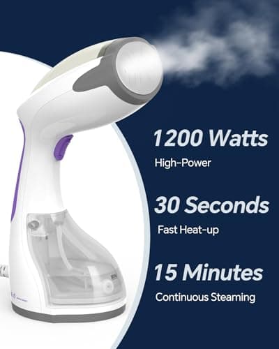 BEAUTURAL Steamer for Clothes, Portable Hand Garment Fabric Wrinkles Remover, 30 Second Quick Heating, Automatic Shut Off, Large Removable Water Tank