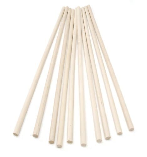 30cm Wooden Craft Sticks - Hardwood Dowels Poles 15mm Diameter 10 Pack