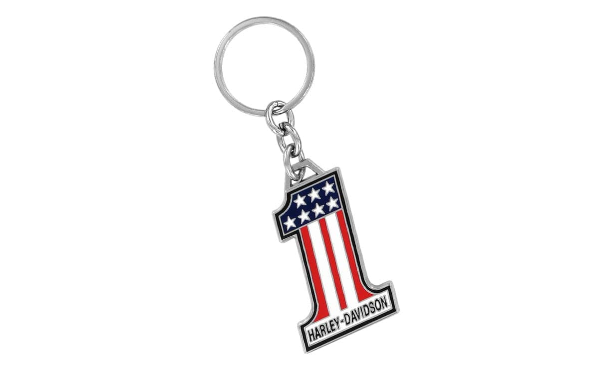 Harley-Davidson Key Chain, 1 American Flag Metal Key Fob, Silver HDKD153