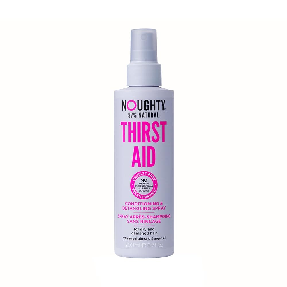 Noughty Thirst Aid Conditioning and Detangling Spray for Dry, Frizzy and Damaged Hair, Vegan-Friendly 97% Natural Sulphate Free Hair Detangler with Argan Oil, 200 ml / 6.7 fl oz