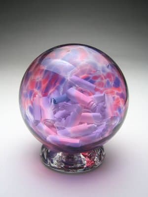 Handblown Wishing and Gratitude Globe (Plum and Pink)