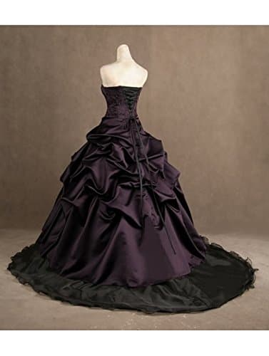 Kivary® Strapless Deep Purple and Black A Line Gothic Prom Corset Wedding Dresses