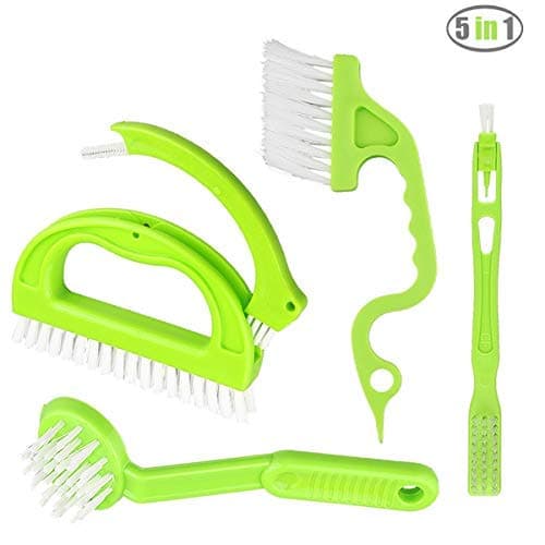 5 in 1 Joint Brush Set Tile Grout Cleaner, Portable Deep Cleaning Scrubber with Nylon Bristles, Window Track Sliding Door Kitchen Groove Bathroom Appliances Floors and Other Household Cleaning Tools