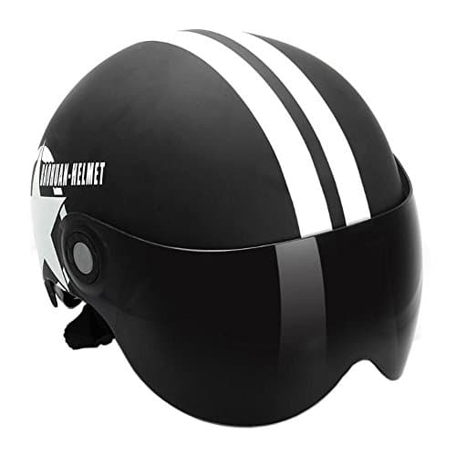 Motorcycle Helmet Half Open Face Helmet Five-Pointed Star Helmet(Black)