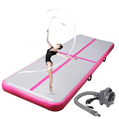 CHAMPIONPLUS Inflatable Air Tumbling Mat Gymnastics Tumble Track 4/8 inches Thickness Air Mats for Home Use/Training/Cheerleading/Water Yoga 10ft 13ft 16ft 20ft with Electric Air Pump