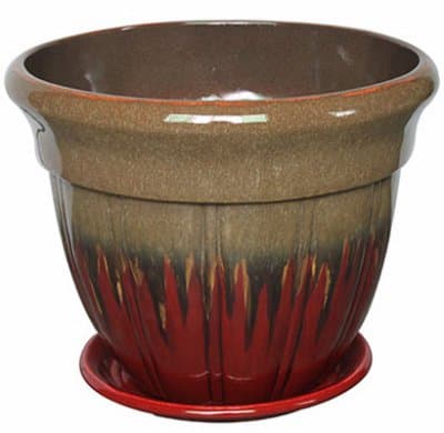 Trendspot PS00105S-120A 12 in. Meteor Red Banned Ribbon Bell Planter