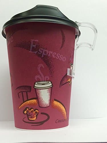 16 oz.bistro paper Coffee Cups with black dome lid - 10 sets - plus 5 clip on cup plastic handles