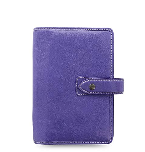 Filofax Malden Leather Organizer Agenda Calendar Bundle with DiLoro Ballpoint Pen (Iris 2023,  Personal  Paper Size 6.73" x 3.74")
