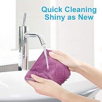 12PCS Kitchen Towels Dish Towels, Multipurpose Reusable Dish Cloths, Double-Sided Microfiber Cleaning Rags for Furniture, Tea, Bowl, 10x 6 inch