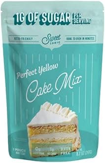 Sweet Logic Keto Baking Mix - Yellow Cake - Gluten-Free - Dairy Free - Diabetic-Friendly - High Protein - Allulose - Stevia - Low Sugar - Low Carb - Quick 20-Minute Prep (1-2G Net Carbs Per Serving)