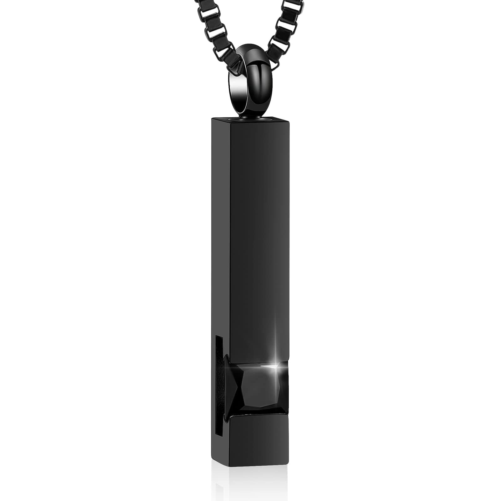 Crystal Cremation Urn Jewelry Cube Memorial Ashes Necklace Pendant Keepsake- Black Birthstone Series