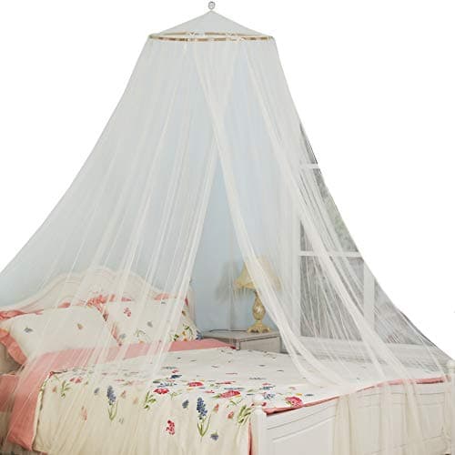 South To East King Size Bed Canopy, Ivory Color Bed Net for Indoor/Outdoor, Camping or Bedroom Fit A King Size Bed, Made by Fire Retardant Fabric
