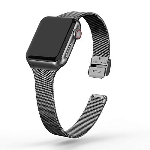 SWEESCompatible with Apple Watch Bands 38mm 40mm 41mm 42mm(Series 10) 46mm 45mm 44mm 42mm(Series 1/2/3), Stainless Steel Metal Narrow Slim Thin Replacement Compatible for iWatch Series 10 9 8 7 6 5 4 3 2 1 SE Women
