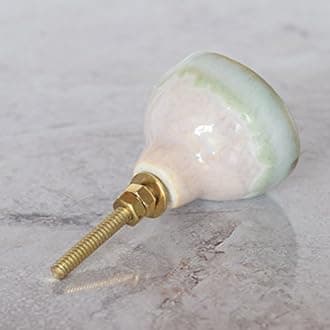 Pushka Home Ceramic Crackled Concave Gold Crater Knob (Green & Gold)