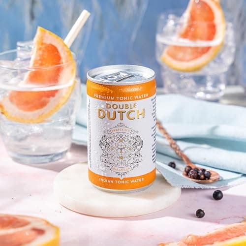 Double Dutch Indian Tonic Water | Classic Indian Tonic Water with Natural Bitterness | Gluten Free, Vegan Friendly Premium Mixer Perfect For Gin & Cocktails | 6 x 150ml Cans