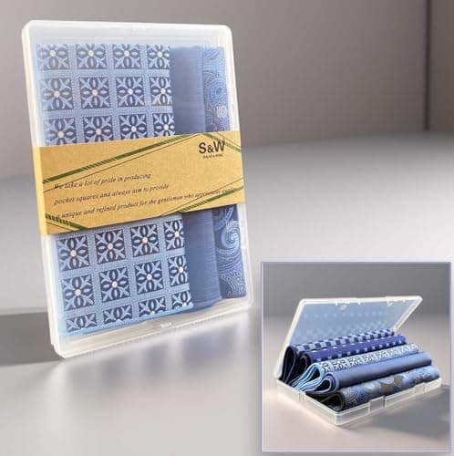 SHLAX&WING Assorted 5 Pieces Mens Silk Pocket Squares Handkerchiefs Set Lot