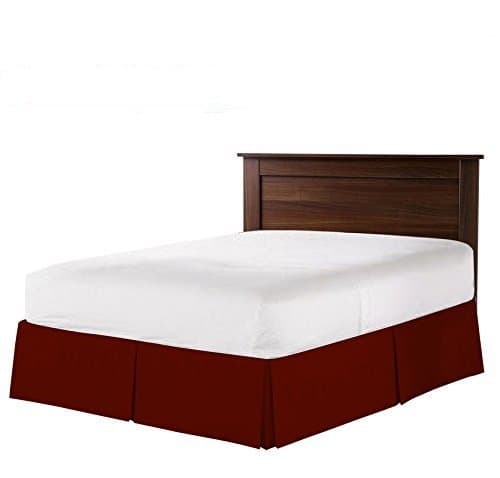 Hotel Luxury 1-PC Split Corner Tailored Bed Skirt (Pattern : Solid) 1500 Thread Count Heavy Egyptian Cotton with 20" Inch Drop Length (King Size, Burgundy)