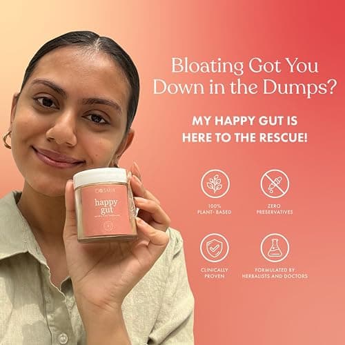 Cosmix My Happy Gut | PREBIOTICS & PROBIOTICS - Promotes healthy gut microbiome| Mulethi & Triphala Powder | Helps with Acidity, Digestion & Bloating| 120g-80 servings (Jar + Refill Pouch)