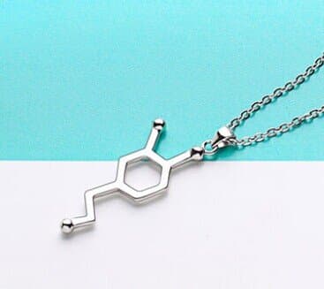 Silver Biochemistry Molecules Happy Hormone Serotonin Happiness Signal 5-ht Pendant Necklace