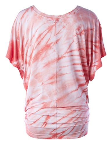 Lock and Love WT861 Womens Oversized Tie-Dye Tee XXXL Coral