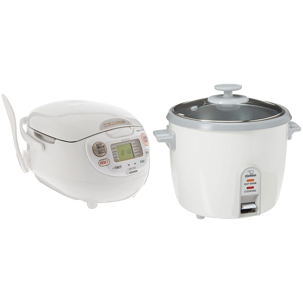 ZojirushiNS-ZCC10 Neuro Fuzzy Cooker, 5.5-Cup uncooked rice / 1L, White & NHS-10 6-Cup (Uncooked) Rice Cooker