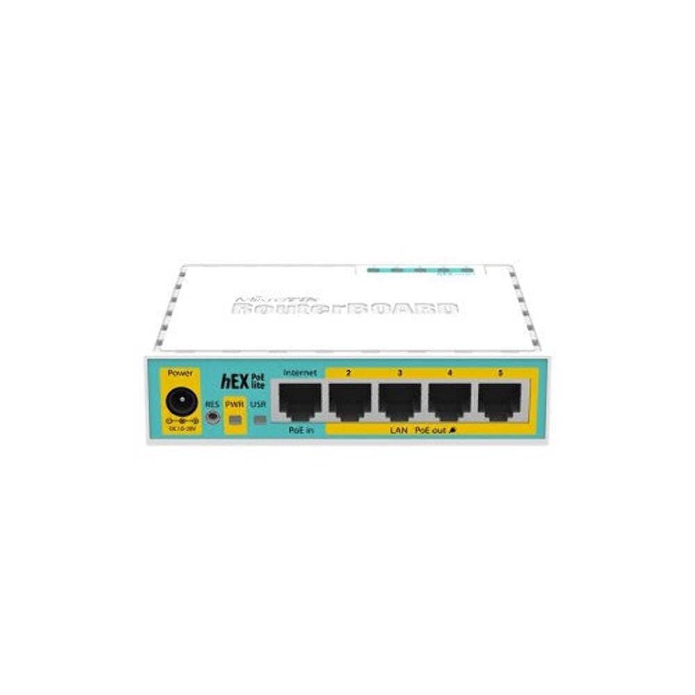 RouterBoard RB750UPr2 hEX PoE lite is a Small 5 Port Router, 1 USB 2.0 Port and PoE Output. Ports 2-5 can Power Other PoE Capable Devices with The Same Voltage as Applied to The Unit