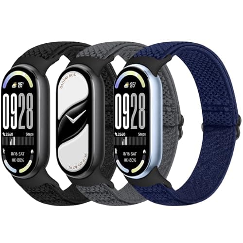 Elastic Bands Compatible with Xiaomi Mi Band 8 Women Men, Stretchy Solo Loop Soft Nylon Elastic Strap Replacement Wristband for Xiaomi Mi Band 8，3 PCS
