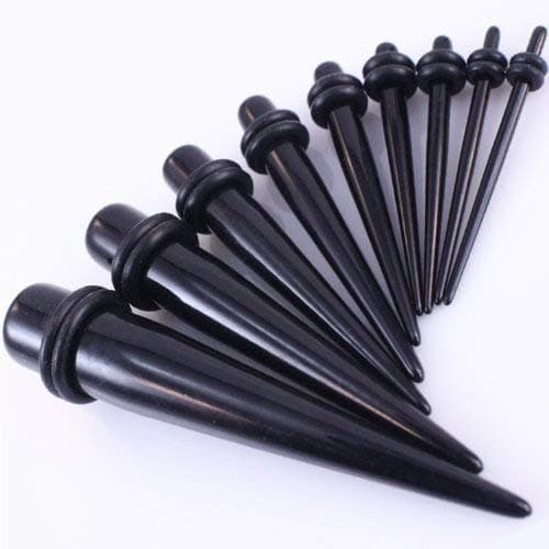 10 Pc Ear Taper / Tapers Kit 1.3mm-10mm Gauges Set Acrylic Black Ear Tapers Stretcher Expanders Earring Piercing Plug