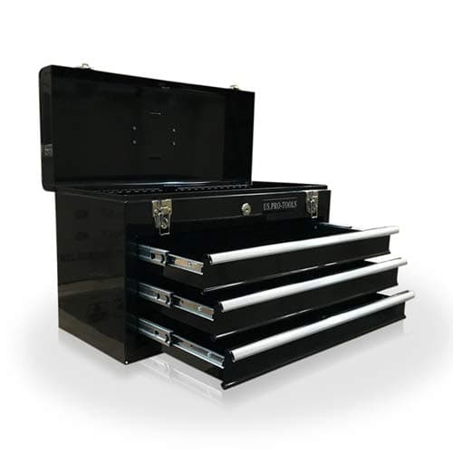 US PRO TOOLS 3 DRAWER TOOL CHEST PORTABLE TOOL CABINET BLACK TOOL BOX