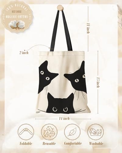 Aesthetic Canvas Tote Bag with Inner Pocket for Women, Cloth Cotton Totes Bag with Pattern for Shopping, Gym, Gift