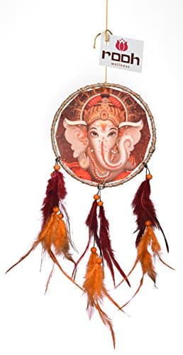 Rooh Dream Catcher ~ Canvas Ganesha ~ Handmade hangings for Home Decor, Wall hangings, Garden, car, Outdoor, Bedroom â€¦ (Orange)