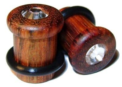 2g Gauge 6.5mm Custom Chechen Swarovski Crystal Inlayed Single Top Hat Plugs