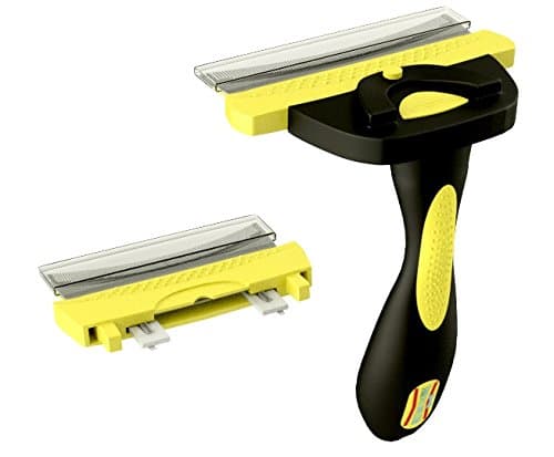 True Pet Love New Model 4" Extra Large Fur DeShedding Brush + Free Bonus 2.6" Medium New Curved Blade for All Dogs, Cats & Other Pets, Reduce Shedding by 95%